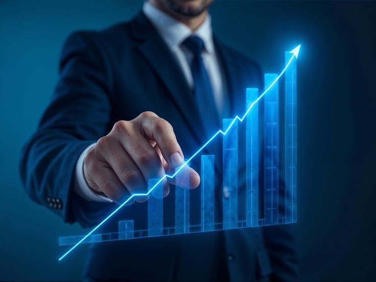 business development to success and growing growth concept, businessman pointing